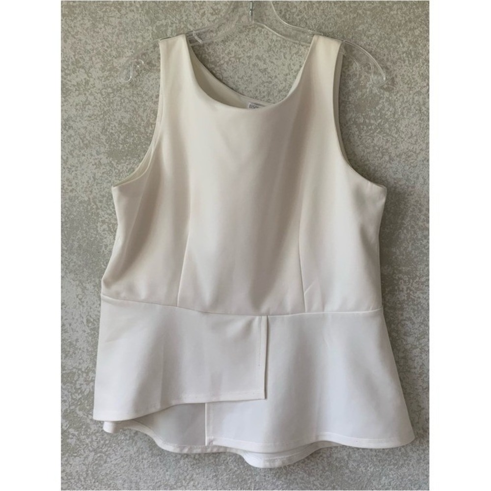 Bisou Bisou Women's XL Cream Sleeveless Peplum Tank Top